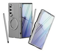Custodia con supporto rotante per Samsung Fold 3, Pellicola protettiva per schermo, adatta per Mag-Safe Magnetic, Cover protettiva per cerniera Samsung Galaxy Z Fold3 con penna stilo-Grigio