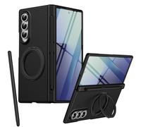 Custodia con supporto rotante per Samsung Fold 4, Pellicola protettiva per schermo, adatta per Mag-Safe Magnetic, Cover protettiva per cerniera Samsung Galaxy Z Fold4 con penna stilo-Nero