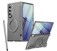 Custodia con supporto rotante per Samsung Fold 4, Pellicola protettiva per schermo, adatta per Mag-Safe Magnetic, Cover protettiva per cerniera Samsung Galaxy Z Fold4 con penna stilo-Grigio