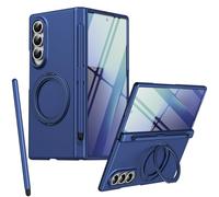 Custodia con supporto rotante per Samsung Fold 4, Pellicola protettiva per schermo, adatta per Mag-Safe Magnetic, Cover protettiva per cerniera Samsung Galaxy Z Fold4 con penna stilo-Blu