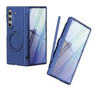 Custodia con supporto rotante per Samsung Fold 5, Pellicola protettiva per schermo, adatta per Mag-Safe Magnetic, Cover protettiva per cerniera Samsung Galaxy Z Fold5 con penna stilo-Blu