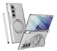 Custodia con supporto rotante per Samsung Fold7, Pellicola protettiva per schermo, adatta per Mag-Safe Magnetic, Cover protettiva per cerniera Samsung Galaxy Z Fold7 con penna stilo-Argento