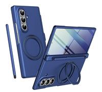 Custodia con supporto rotante per Samsung Fold7, Pellicola protettiva per schermo, adatta per Mag-Safe Magnetic, Cover protettiva per cerniera Samsung Galaxy Z Fold7 con penna stilo-Blu