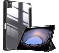Custodia con supporto tri-pieghevole adatta for Apple iPad A16 11th 11 2025 Cover posteriore antiurto in acrilico trasparente con portapenne(Black)