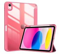 Custodia con supporto tri-pieghevole adatta for Apple iPad A16 11th 11 2025 Cover posteriore antiurto in acrilico trasparente con portapenne(Red)