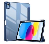 Custodia con supporto tri-pieghevole adatta for Apple iPad A16 11th 11 2025 Cover posteriore antiurto in acrilico trasparente con portapenne(Dark Blue)
