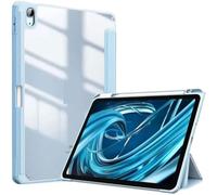 Custodia con supporto tri-pieghevole adatta for Apple iPad A16 11th 11 2025 Cover posteriore antiurto in acrilico trasparente con portapenne(Blue)