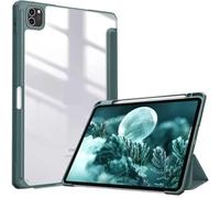 Custodia con supporto tri-pieghevole adatta for Apple iPad A16 11th 11 2025 Cover posteriore antiurto in acrilico trasparente con portapenne(Green)