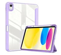 Custodia con supporto tri-pieghevole adatta for Apple iPad A16 11th 11 2025 Cover posteriore antiurto in acrilico trasparente con portapenne(PURPLE)