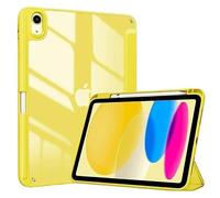 Custodia con supporto tri-pieghevole adatta for Apple iPad A16 11th 11 2025 Cover posteriore antiurto in acrilico trasparente con portapenne(YELLOW)