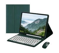 Custodia con tastiera Bluetooth rimovibile e tasti rotondi, con mouse wireless, per Samsung Galaxy Tab S6 Lite da 10,4 pollici (2020/2022) SM-P610/P615/P613/P619(Dark Green)