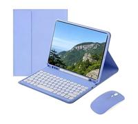 Custodia con tastiera Bluetooth rimovibile e tasti rotondi, con mouse wireless, per Samsung Galaxy Tab S6 Lite da 10,4 pollici (2020/2022) SM-P610/P615/P613/P619(Purple)