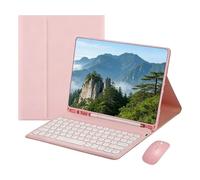 Custodia con tastiera Bluetooth rimovibile e tasti rotondi, con mouse wireless, per Samsung Galaxy Tab S6 Lite da 10,4 pollici (2020/2022) SM-P610/P615/P613/P619(Pink)