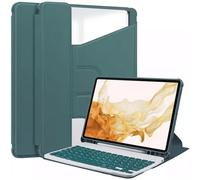 Custodia con tastiera girevole a 360° per Samsung Galaxy Tab S9 FE da 11,9 pollici, supporto verticale magnetico rimovibile, sottile, con tastiera, verde scuro