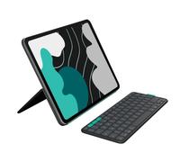 Logitech Flip Folio, custodia con tastiera per iPad Pro (M4) e iPad Air da 13 pollici (M2 e M3)(2024, 2025) -Custodia protettiva e ripiegabile, più tastiera multi dispositivo Bluetooth -Grafite,QWERTY