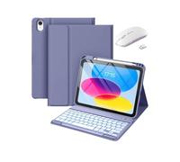 Custodia con tastiera per iPad 10.2 9a gen 2021/ 8a generazione 2020/ 7a generazione 2019 con porta matita, custodia sottile e leggera con tastiera wireless staccabile magneticamente