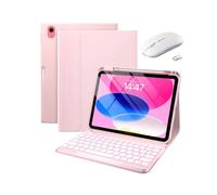 Custodia con tastiera per iPad 10.2 9a gen 2021/ 8a generazione 2020/ 7a generazione 2019 con porta matita, custodia sottile e leggera con tastiera wireless staccabile magneticamente