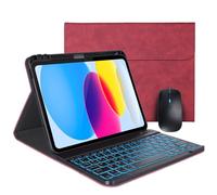 Custodia con tastiera per iPad da 11 pollici di 11a generazione (A16, 2025) e 10a generazione, mouse e tastiera magnetica wireless rimovibile con retroilluminazione arcobaleno a 7 colori, custodia in