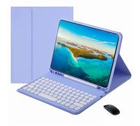 Custodia con tastiera per ipad Mini (A17 Pro) 7th 2024 8.3 pollici con mouse, copertura intelligente sottile con tastiera magneticamente staccabile senza fili Bluetooth Round Keycaps(Purple)