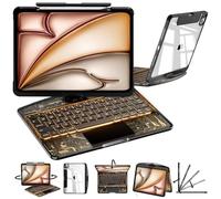 Custodia con tastiera per iPad, per iPad di 10a generazione 11" (2022) e 11a generazione 11" (A16,2025), custodia trasparente con retroilluminazione RGB, rotazione a 360° e slot per pennino, nero
