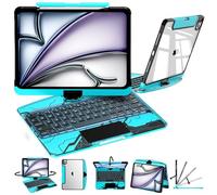 Custodia con tastiera per iPad, per iPad di 10a generazione 11" (2022) e 11a generazione 11" (A16,2025), custodia trasparente con retroilluminazione RGB, trackpad rotante a 360° e slot per pennino