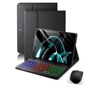 Custodia con tastiera per Microsoft Surface Go 4/3/2/1 da 10,5/10", con tastiera retroilluminata arcobaleno, porta matite integrato con mouse, colore nero