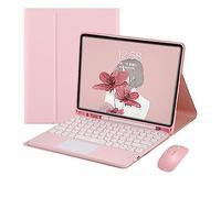 Custodia Con Tastiera Per Samsang Galaxy Tab A8 10,5 Pollici 2021, Tastiera Touch Per Galaxy Tab A8 -X200/X205 Con Touchpad Carino Chiave Rotonda, Ultra Sottile Copertura Staccabile,Pink 01