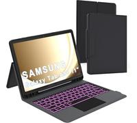 Custodia con tastiera per Samsung Galaxy Tab A9 + A9 Plus da 11 pollici: tastiera trackpad retroilluminata a 7 colori per Samsung Tab A9+ da 11 pollici, tastiera wireless Smart Touch Folio Book Cover