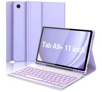 Custodia con tastiera per Samsung Galaxy Tab A9 Plus 5G 11" 2023 (SM-X210/X216/X218), retroilluminata, viola