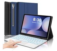 Custodia con tastiera per Samsung Galaxy Tab S10 Plus/S9FE Plus da 12,4 pollici, multi-touch, retroilluminato a 7 colori, tastiera Bluetooth wireless staccabile, porta penna, custodia intelligente per