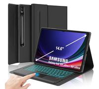 Custodia con tastiera per Samsung Galaxy Tab S10 Ultra/ S9Ultra/ S8 Ultra da 14,4 pollici, multi-gesture Smart Touchpad, tastiera retroilluminata a 7 colori, copertura della tastiera pieghevole