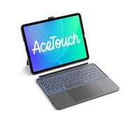 Inateck Custodia per tastiera compatibile con iPad Air da 13 pollici (2025/2024), tastiera per iPad Pro da 12,9 pollici, 6/5/4/3 Gen,6", grande trackpad, rimovibile, QWERTZ, 7 colori retroilluminati