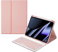 Custodia con tastiera per Xiaomi Pad 7/7 Pro, tastiera Bluetooth rimovibile con portapenne e funzione di accensione e spegnimento automatico, rosa