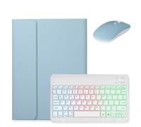Custodia con tastiera retroilluminata per Galaxy Tab A11+ Plus/A9+ Plus da 11", con mouse e tastiera a colori retroilluminata rimovibile, con supporto per penna, blu nebbia