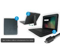 CUSTODIA CON TASTIERA TECHMADE Key Tablet Stand con tastiera micro USB, universale 9,7 pollici, Nero