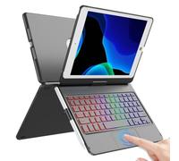 Custodia con Tastiera Touchpad per iPad 9a Gen 10.2" 2021,Tasti Multi-Touch e Retroilluminati,Ruotabile a 360° e Supporto per Matita,Custodia con Tastiera Trackpad per iPad 10.2 iPad 9a/8a/7a