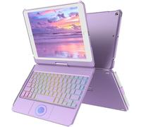 Custodia con tastiera touchpad per iPad 9a generazione da 10,2", tasti multi-touch e retroilluminati, girevole a 360° e portamatite, custodia protettiva con tastiera trackpad retroilluminata per iPad