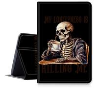 Custodia con teschio di caffè per iPad 9a/8a/7a generazione 10,2" 2021/2020/2019, custodia pieghevole in pelle PU antiurto con funzione di accensione/spegnimento automatico per iPad da 10,2 pollici