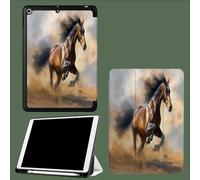 Custodia Cover Compatibile con iPad 10 Generazione 2022 iPad 10,9" con portapenne, Cover Tablet Sottile con Retro in Morbido TPU con Auto Svegliati/Sonno Animale Deserto Cavallo Marrone