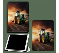 Custodia Cover Compatibile con ipad 9 generazione /8ª e 7 generazione da 10.2 pollici, modello 2021 2020 2019 Cover con Auto Svegliati/Sonno Tramonto Trattore Casa Colonica Campi-Arancia