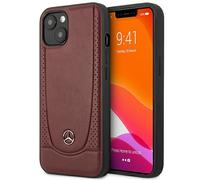 Custodia Cover iPhone 14 Plus Mercedes Stern in Echtleder Weinrot HardCover
