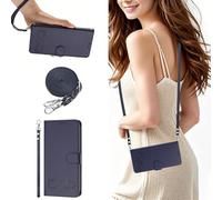 Custodia Cover per Honor 600 Smart con Cordino per Cellulare,Portafoglio in Pelle Cover Folio a Libro con Slot per Porta Carte Supporto Magnetica Flip Case -Blu
