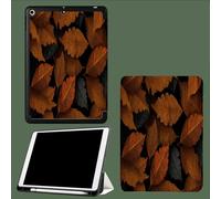 Custodia Cover per iPad 10 Generazione 2022 iPad 10,9" con portapenne,Cover Tablet Sottile con Retro in Morbido TPU con Auto Svegliati/Sonno Venature Legno Foglie Astratto Piante-Arancia