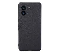 Custodia Cover Per VIVO iQOO 10 PRO,Surface Raised grain design,Anti caduta protezione,Anti impronte digitali,Anti graffi,plastica morbida imitazione pelle aspetto -Black