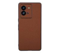 Custodia Cover Per VIVO iQOO 10 PRO,Surface Raised grain design,Anti caduta protezione,Anti impronte digitali,Anti graffi,plastica morbida imitazione pelle aspetto -Brown