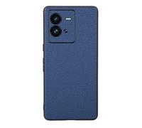 Custodia Cover Per VIVO iQOO 10 PRO,Surface Raised grain design,Anti caduta protezione,Anti impronte digitali,Anti graffi,plastica morbida imitazione pelle aspetto -Blue