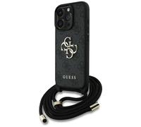 CG MOBILE Guess 4G Big Logo Cord Stap - Custodia a tracolla per iPhone 16 Pro, colore: Nero