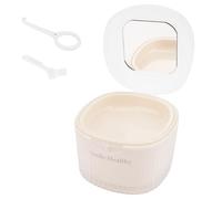 Custodia da bagno per protesi dentarie con specchio, contenitore per denti finti per riporre in ammollo, pulizia da viaggio, kit di fissaggio per paradenti con cestello, strumento di rimozione e