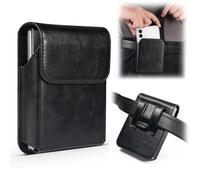 Custodia da cintura per cellulare da uomo per Samsung Galaxy Z Fold 8 Wide/iPhone Duo/Huawei Pura X Max, in pelle, chiusura magnetica, con clip per cintura, colore nero