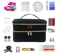 Custodia da cucito a doppio strato - Borsa per ricamo, custodia da cucito di grande capacità | Organizzatore di attrezzi da cucito multiuso 400 g, organizer per scomparti per cestello a forbice, Nero